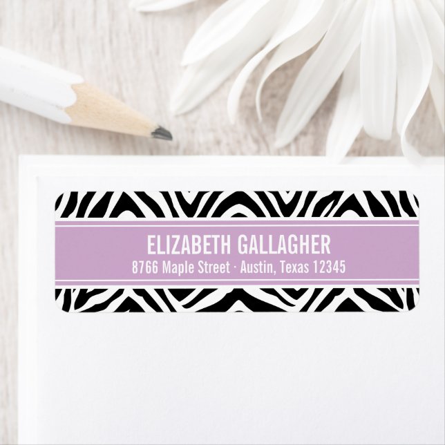 Purple and Zebra Print Return Address Label (Insitu)