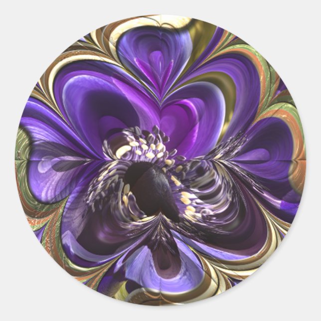 Purple Anemone Abstract Classic Round Sticker (Front)
