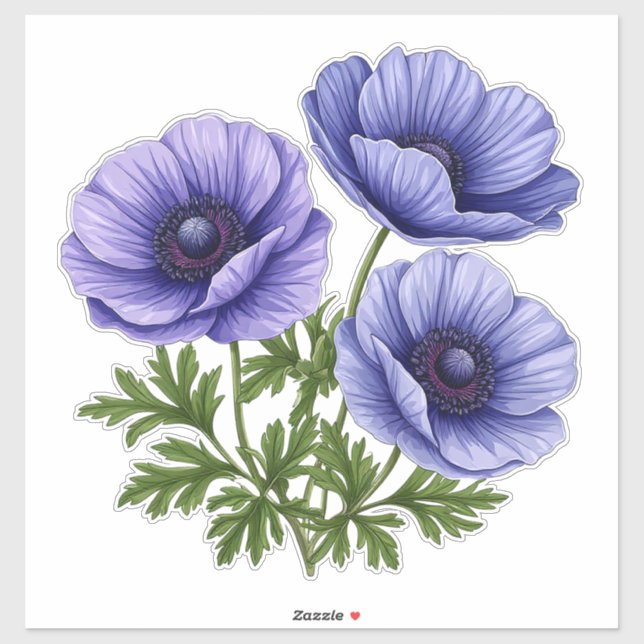 Purple Anemone Bouquet Sticker (Sheet)
