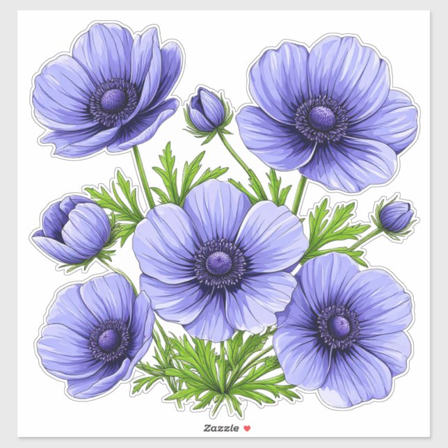 Purple Anemone Bouquet Sticker (Sheet)