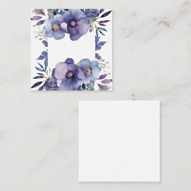 Purple Anemone Floral Border Note Card (Front/Back)