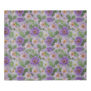 💜 Purple Anemone Floral Elegant Luxury Bedroom Duvet Cover