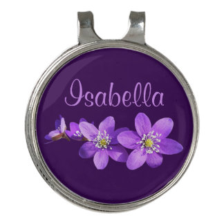 Purple Anemone Flowers Name Golf Hat Clip
