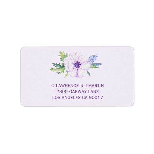 Purple Anemone  Hyacinth Spring Floral Label