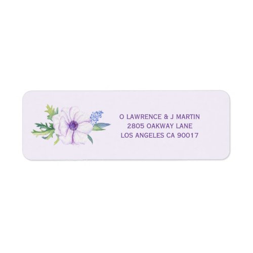 Purple Anemone Spring Floral Label