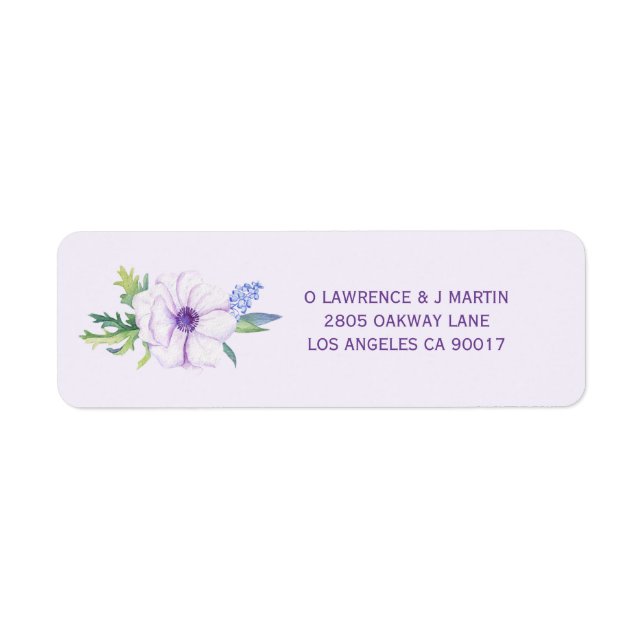 Purple Anemone Spring Floral Label (Front)