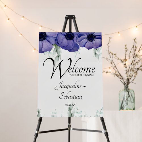 Purple Anemone Wedding Welcome  Foam Board