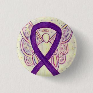 Purple Angel Awareness Ribbon Custom Art Pins