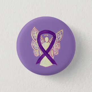 Purple Angel Awareness Ribbon Custom Art Pins