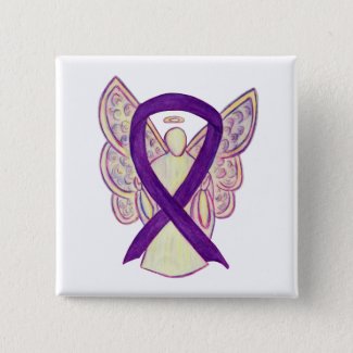 Purple Angel Awareness Ribbon Custom Art Pins