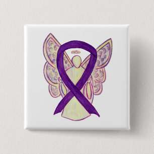 Purple Angel Awareness Ribbon Custom Art Pins