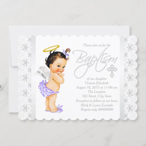 Purple Angel Baptism Invitation