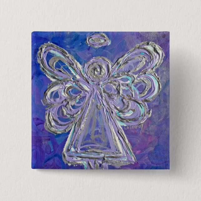 Purple Angel Button Pin (Front)