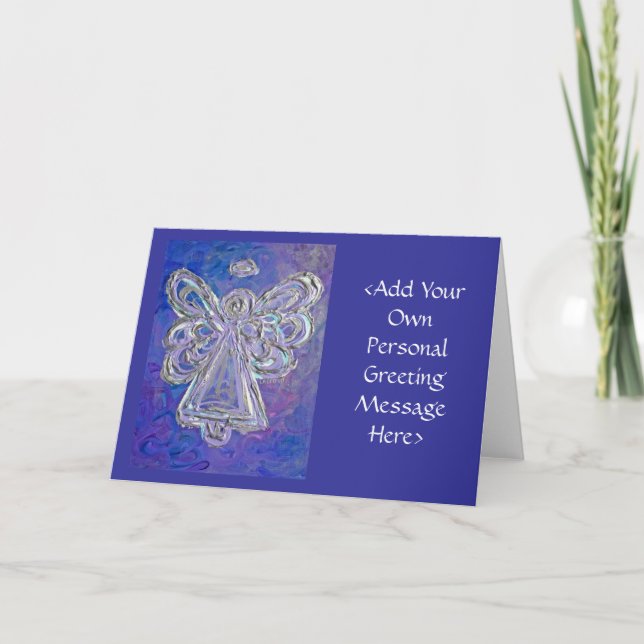 Purple Angel Greeting Card or Note Cards with Cust (Front)