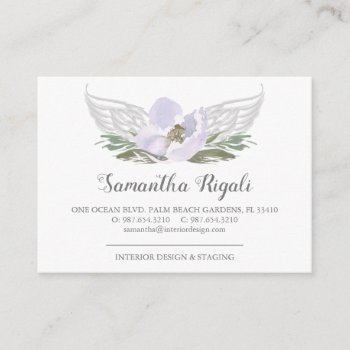 Purple Angel Wings Floral Business Cards by VGInvites at Zazzle