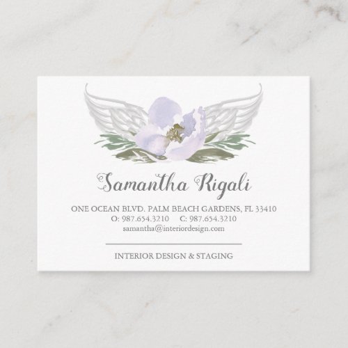 Purple Angel Wings Floral Business Cards