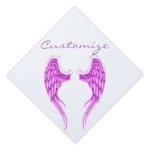 Purple angel wings white Thunder_Cove Graduation Cap Topper