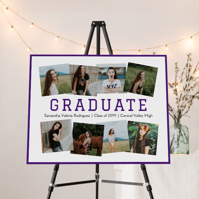 Purple Angled Eight-Photo Graduation Foam Board (In Situ (Stand))
