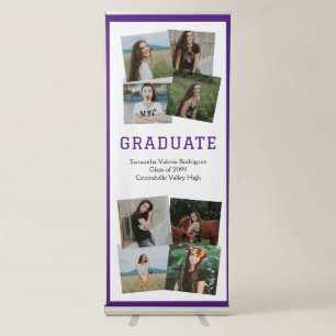 Purple Angled Eight-Photo Graduation Retractable Banner