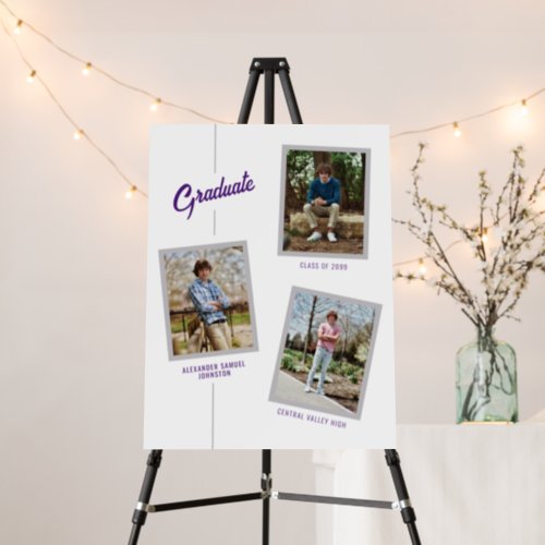 Purple Angled Three_Photo Graduation Foam Board