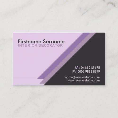 Purple Angles Stylish Interior Decorator w/ Logo Business Cards