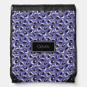 Purple Animal Print Pattern Drawstring Bag