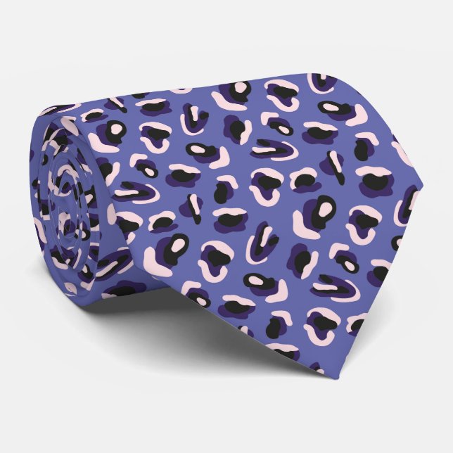 Purple Animal Print Pattern Neck Tie (Rolled)