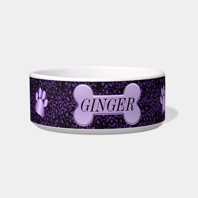 Purple Animal Print - Personalized Bowl (Front)