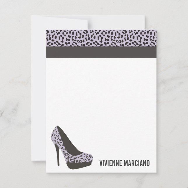 PURPLE ANIMAL PRINT | PERSONALIZED FLAT NOTECARD (Front)