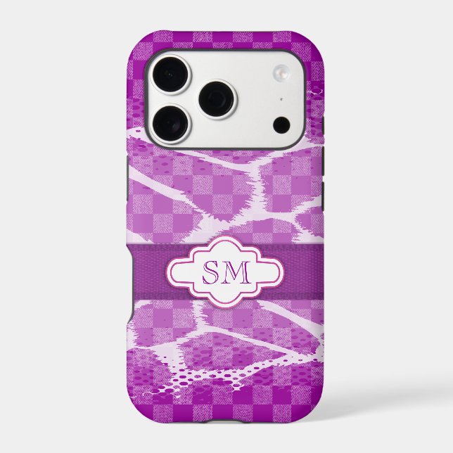 Purple animal print styled monogram  Case-Mate iPhone case (Back)