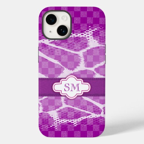 Purple animal print styled monogram  Case_Mate iPhone 14 case