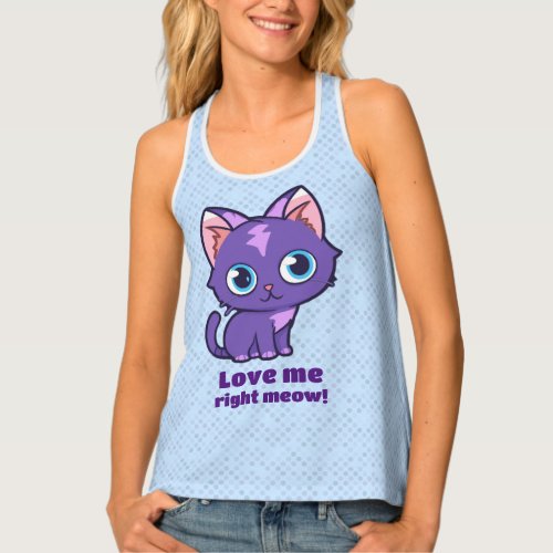 Purple Anime Cat Vector Art Baby Blue Tank Top