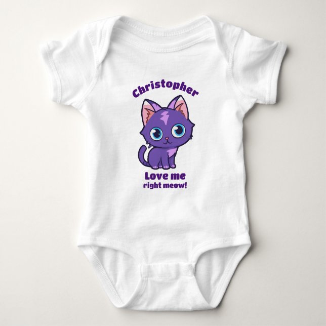 Purple Anime Cat Vector Art Baby Bodysuit (Front)