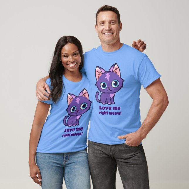 Purple Anime Cat Vector Art T-Shirt (Unisex)