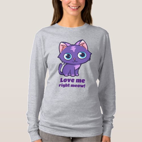 Purple Anime Cat Vector Art T_Shirt