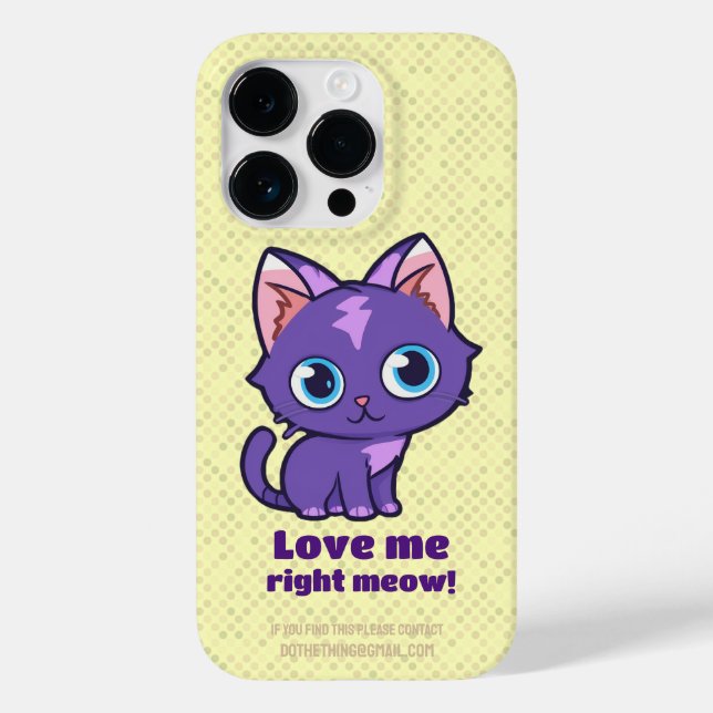 Purple Anime Cat Vector Art Yellow Case-Mate iPhone Case (Back)