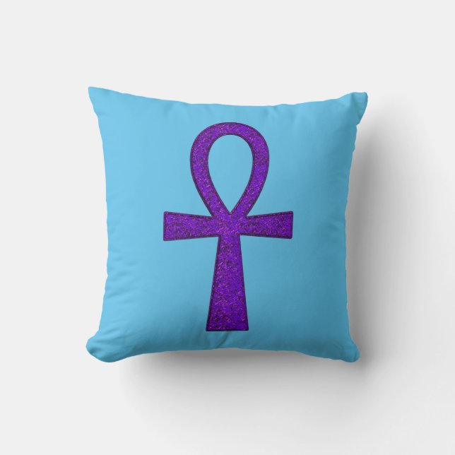 Purple Ankh Throw Pillow (Front)