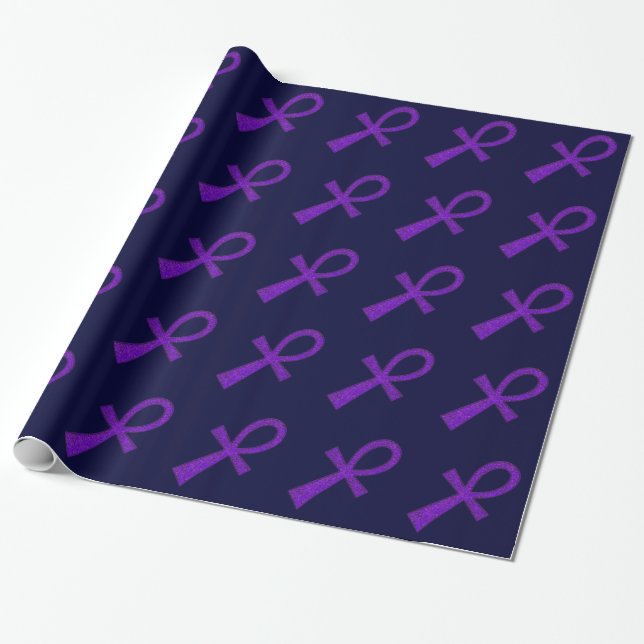 Purple Ankh Wrapping Paper (Unrolled)