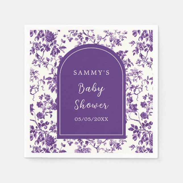 Purple Antique Chinoiserie Baby Shower Napkins (Front)
