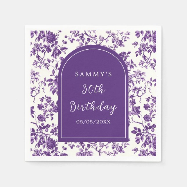 Purple Antique Chinoiserie Birthday Party Napkins (Front)
