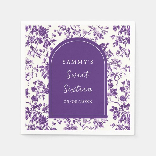 Purple Antique Chinoiserie Sweet Sixteen Napkins (Front)
