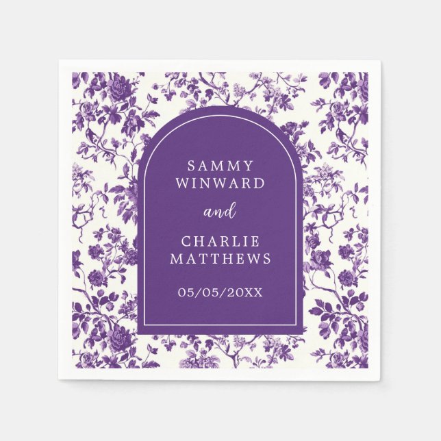 Purple Antique Chinoiserie Wedding Napkins (Front)