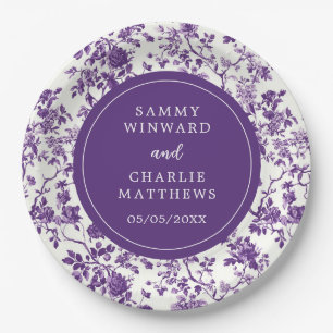 Purple Antique Chinoiserie Wedding Paper Plates