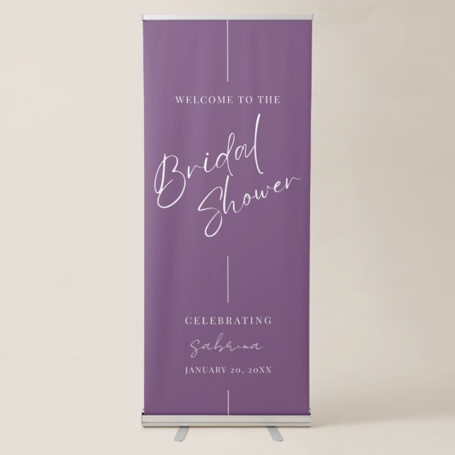 Purple Any Theme Bridal Shower Welcome Retractable Banner (Front)