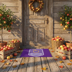 Purple Apple Badge Design Fruit Lover  Doormat