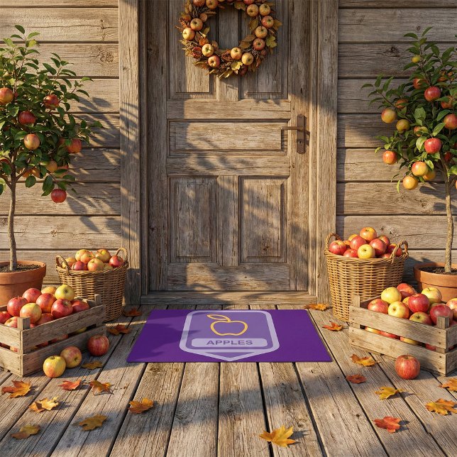 Purple Apple Badge Design Fruit Lover  Doormat (Creator Uploaded)
