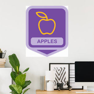 Purple Apple Badge Design Fruit Lover  Poster