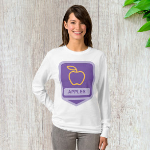 Purple Apple Badge Design Fruit Lover  T-Shirt