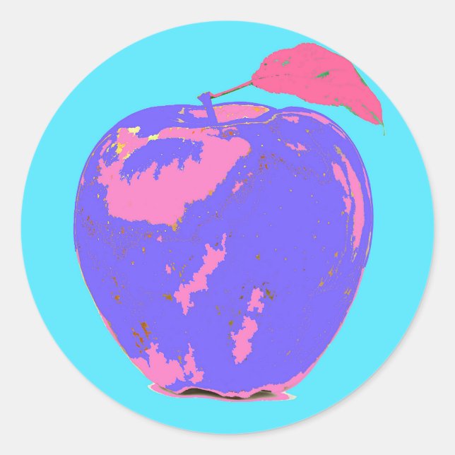 Purple Apple Classic Round Sticker (Front)