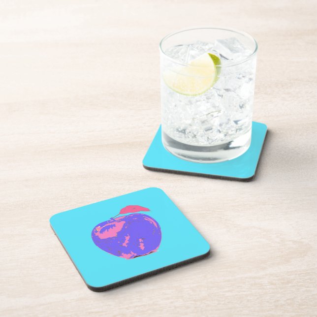 Purple Apple Pop Art Beverage Coaster (Right Side)